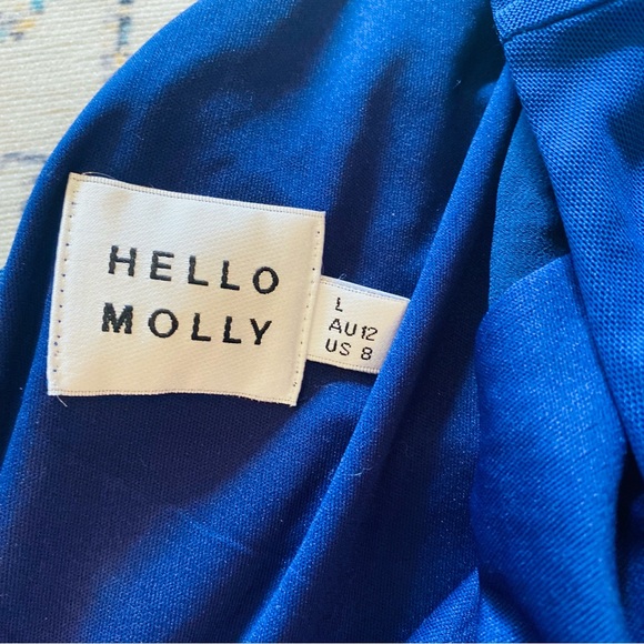 Hello Molly Fitted Dark Blue Mini Dress One Shoulder Ruched Ink - Picture 5 of 6